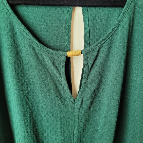 Krazy Kat Hunter Green 3/4 Sleeve Eye Let Accent Blouse - Picture 8 of 9